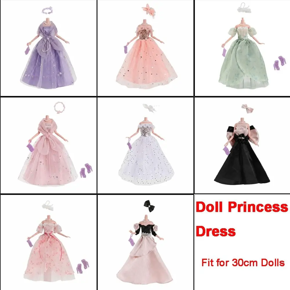 Layered Full Skirt Fashion Doll Dress Sparkle Details 1/6 Scale Doll Princess Gown Elegant Style Doll Clothing Set