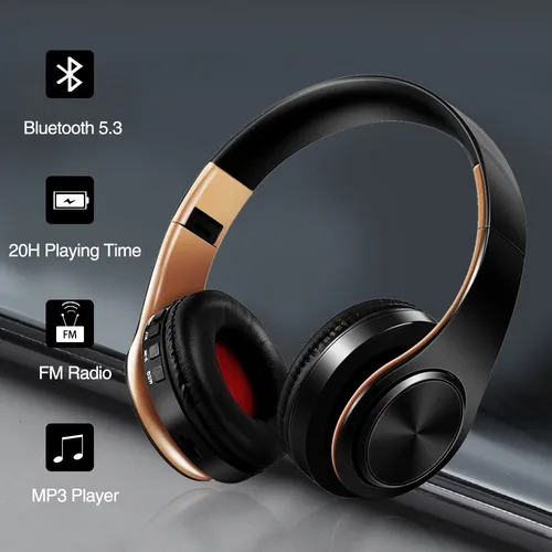 Auriculares estéreo HIFI auriculares Bluetooth auriculares de música FM y soporte tarjeta SD con micrófono para móvil Xiaomi Iphone Sumsamg Tablet