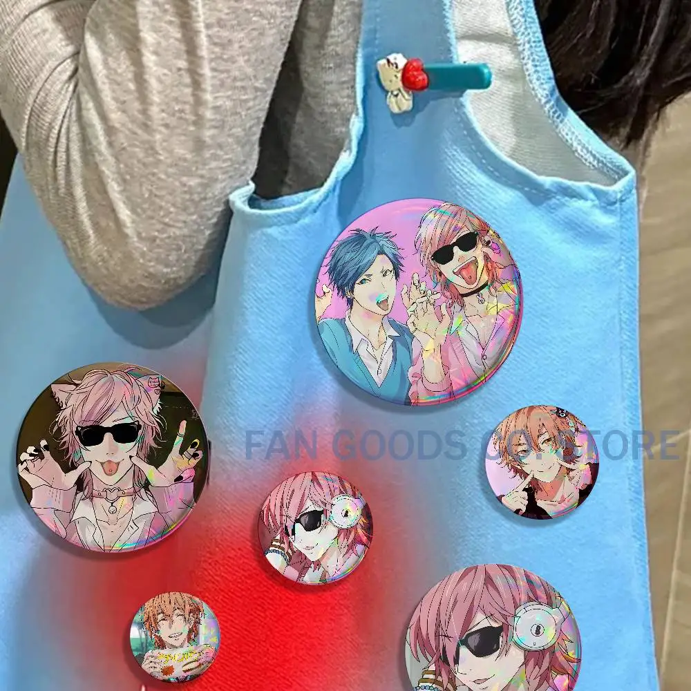 Y-Yarichin Anime B-Bitch Club Enamel Pins Funny Characters Badge Fashion Jewelry Accessories Round Snap-in Brooch on Backpack