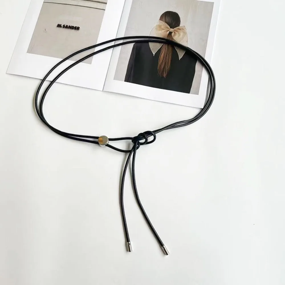 Cinturón con hebilla de cien primavera a la moda para mujer, temperamento Simple para mujer con cordón de cuero fino con nudo suave LR1497