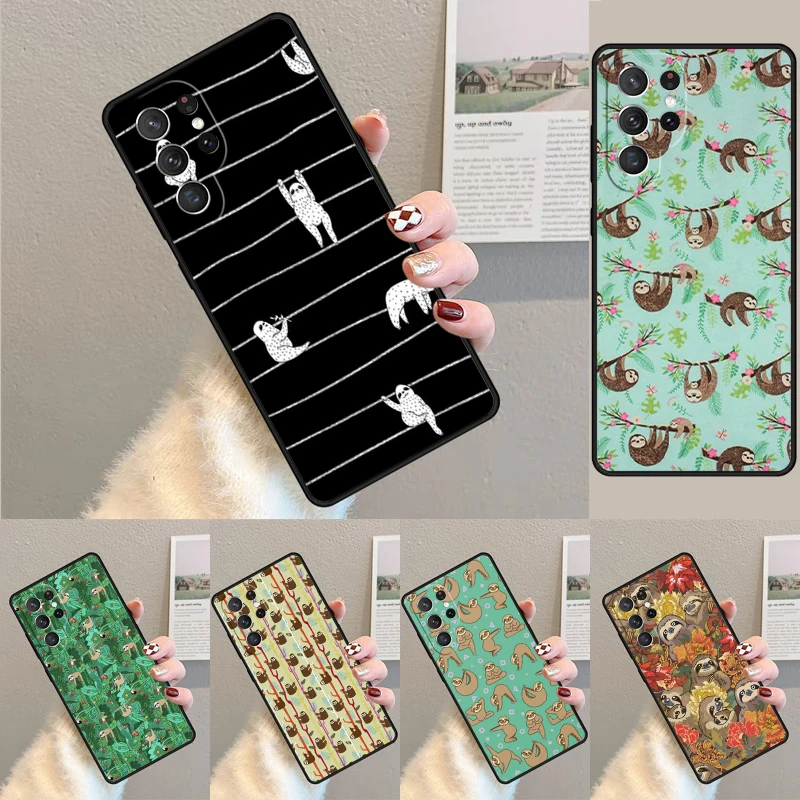 Cover For Samsung Galaxy S24 Ultra S21 S22 S8 S9 S10E Note 10 20 Plus FE S23 Sloth Cute Animal Phone case Coque