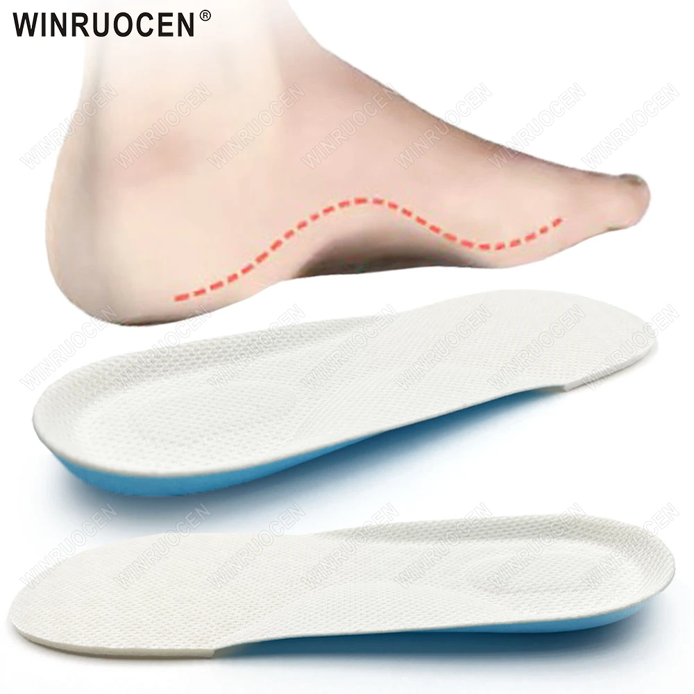 แผ่นรองรองเท้าเด็กแบบมีเมมโมรี่โฟม 1/2 คู่ ระบายอากาศ ดูดซับแรงกระแทก รองรับอุ้งเท้าแบน สำหรับใส่วิ่ง ยี่ห้อ WINRUOCEN ﻿