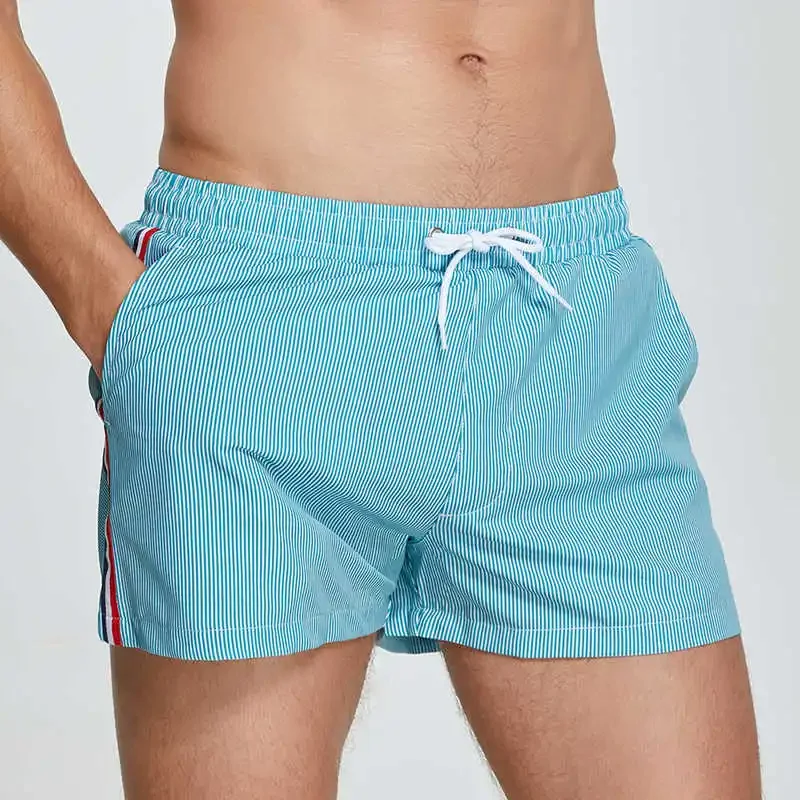 

Mens Swim Shorts Stripe Swimming Shorts Gym Beach Bathing Suit Trunks Briefs Summer 2025 Board Fast Dry Swimwear