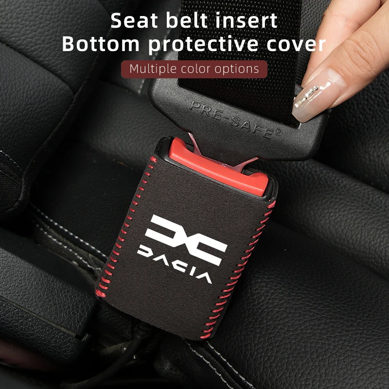 Leather Car Seat Belt Clip Protector Seatbelt Buckle Plug Cover For Dacia Duster Logan Sandero Lodgy Dokker Sandero Stepway 2024