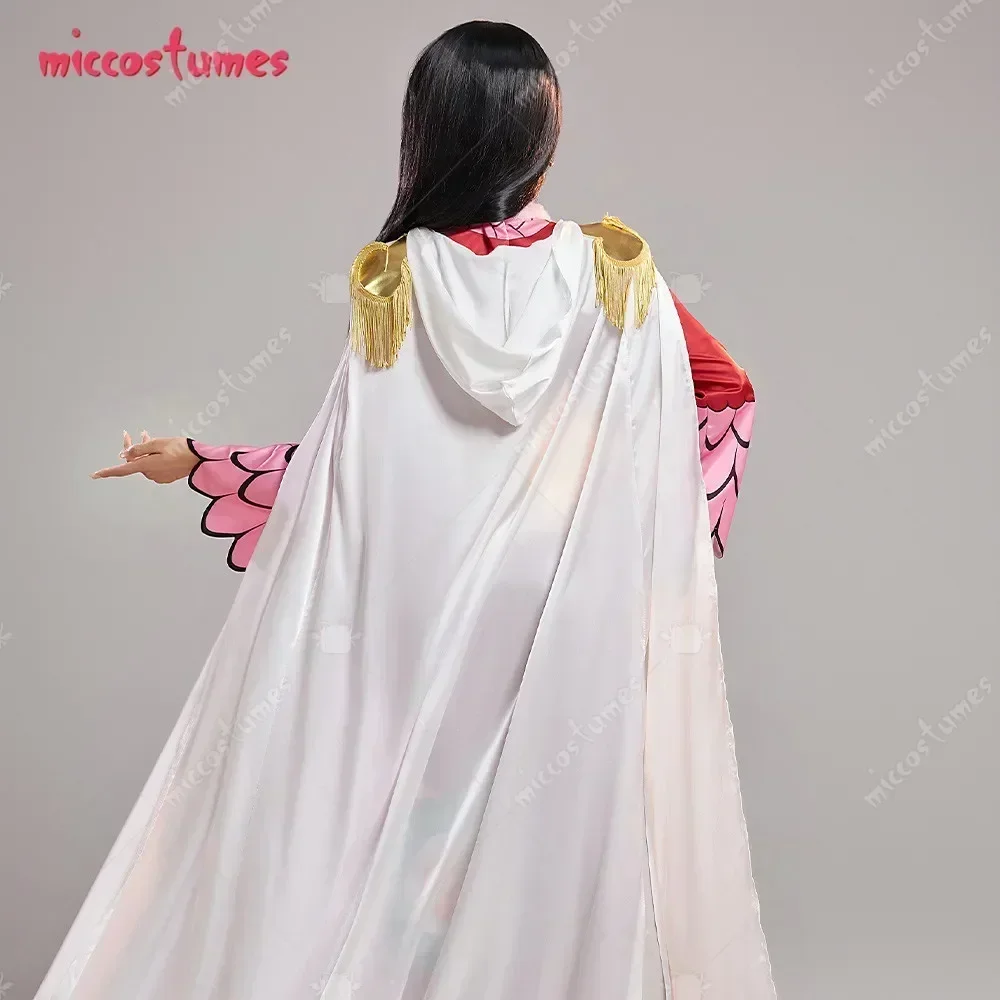 Miccostumes-Disfraz de Boa de princesa serpiente para mujer, falda superior roja con capa, conjunto con pendientes