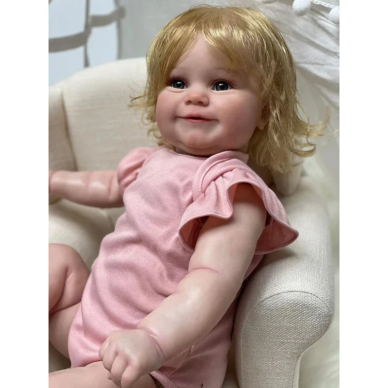 Maddie-Soft Touch Butter for Collecemballages, Cute Reborn Butter with Rooted Blonde Hair, Lifelike, Handmade, Popméthanol, High Quality, 45cm, 60cm