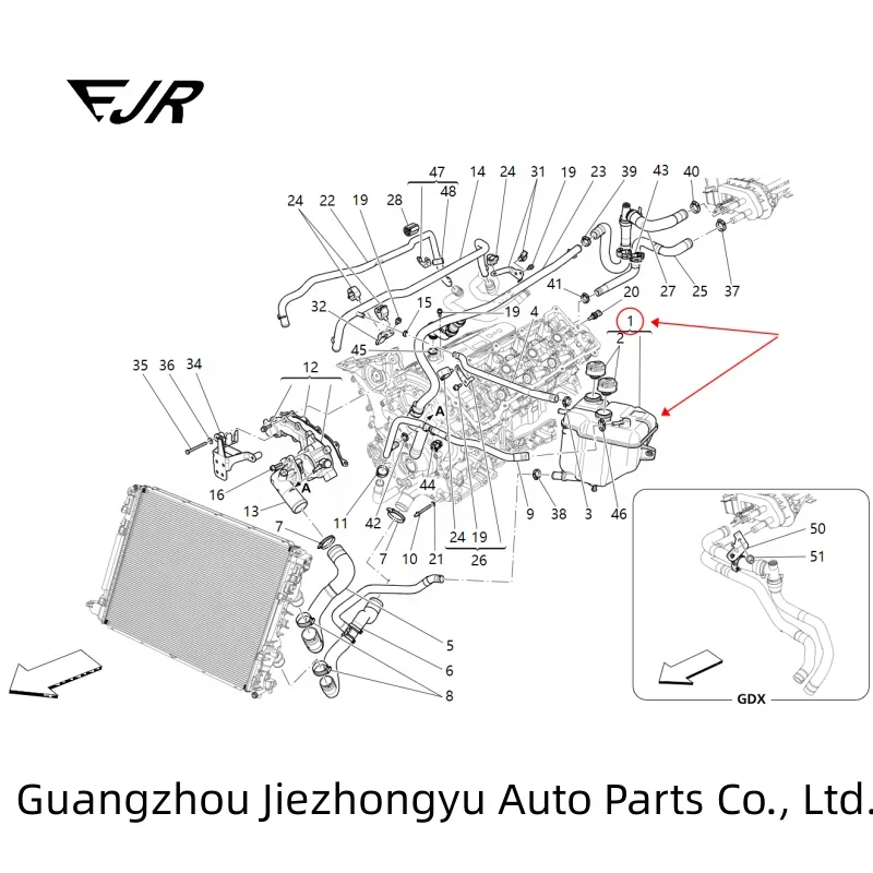 Suitable for Maserati Ghibli, Levante, Quattroporte, V6 3.0T Cars Accessories Tank Kettle Expansion Kettle 670031651 670007905