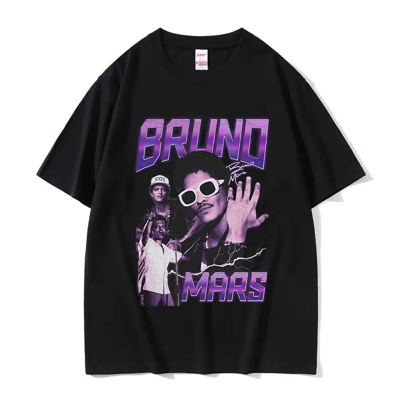 Limited Bruno Mars Graphic T Shirts Men's Hip Hop Vintage Short Sleeve T-shirt Casual Fashion Oversized Cotton Tshirt Streetwear