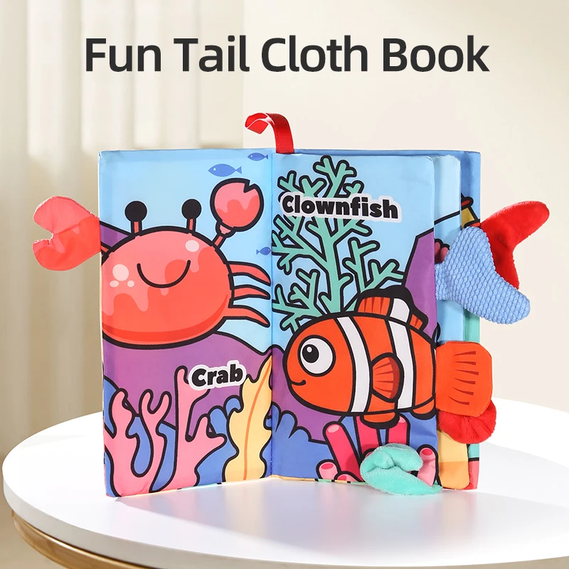 Puzzle Early Education Toys Ocean Style Baby Cloth Books 4 Page Soft Washable Tearable Toy for 0-3 Year Old Babies Newborn Gift