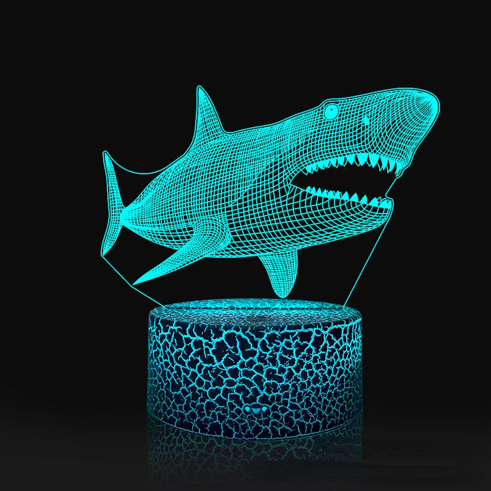 3D LED Night Light Shark Colorful Touch Table Lamp Room Decor Birthday Christmas Gift for Boys Girls Nightlight