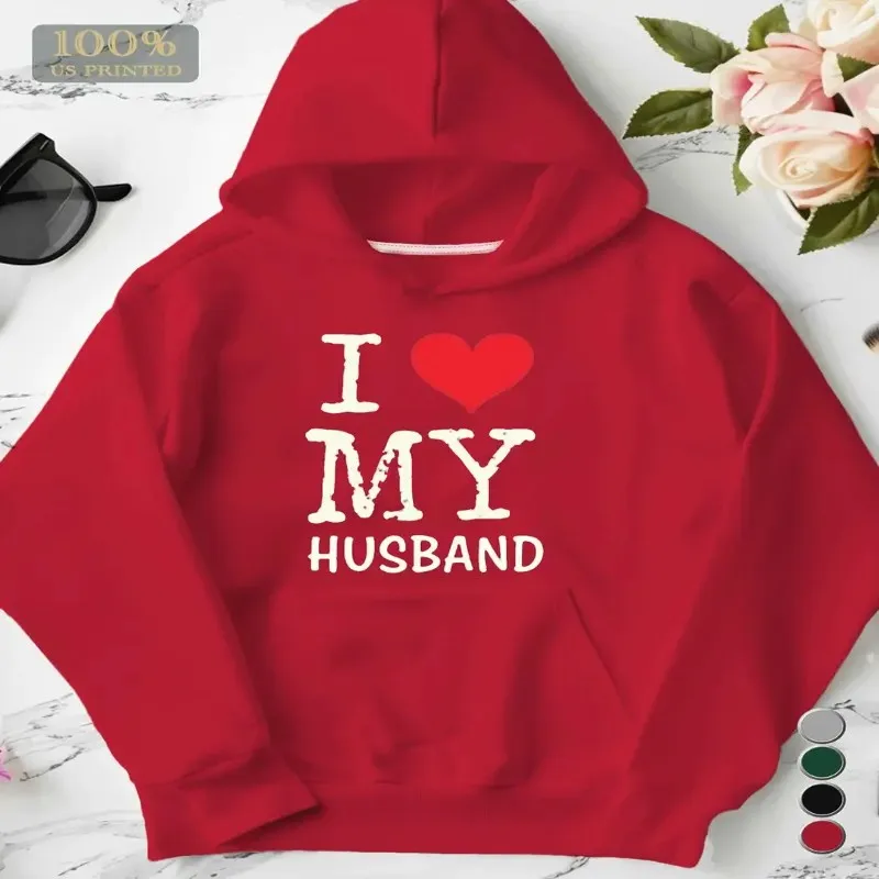 

Осенне-зимний свитшот для женщин, одежда больших размеров, женский, «Я люблю своего мужа», текст Hert, графический, элегантный, из мягкой теплой ткани, топ Y2k