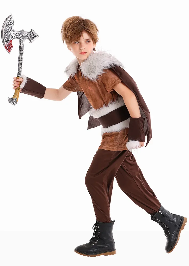 هالوين بنين القراصنة فايكنغ البربري فستان بتصميم حالم حتى البني زي عيد الميلاد بوريم فايكنغ تأثيري مرحلة الأداء زي