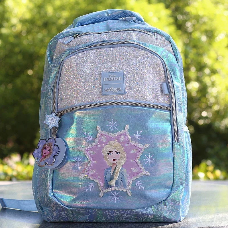 Oryginalna Australia Smiggle New Elsa Same Style Stationery Student Backpack Girl Stress Relief Backpack Elsa Sequin Large Book Bag