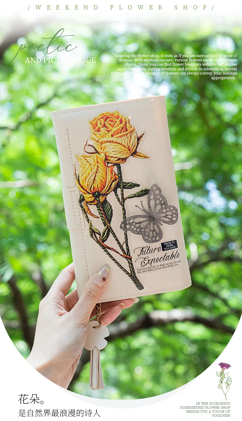 Journal GO 50 Stück Blumenmotiv-Aufkleber, PET-Aufkleber mit Simuliertem Glas- und Stickereieffekt für Scrapbooking, Journaling und DIY-Bastelarbeiten – Detail 6