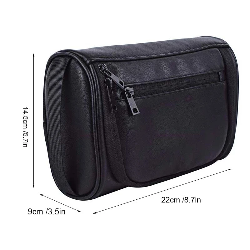 Neceser de viaje de cuero para hombre y mujer, bolsa de afeitado Retro, organizador de ducha para lavado de cosméticos, impermeable