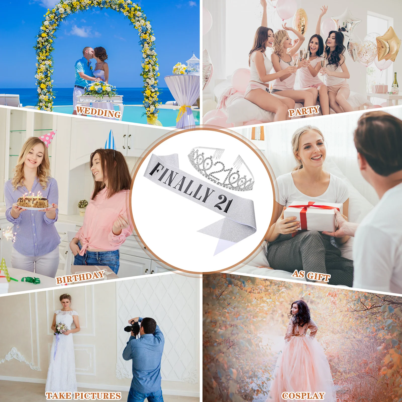 

1Set Birthday Party Etiquette Belt Delicate Tiara Crown Sash Girls 21st Birthday Party Accessories Gift Crowns for Women