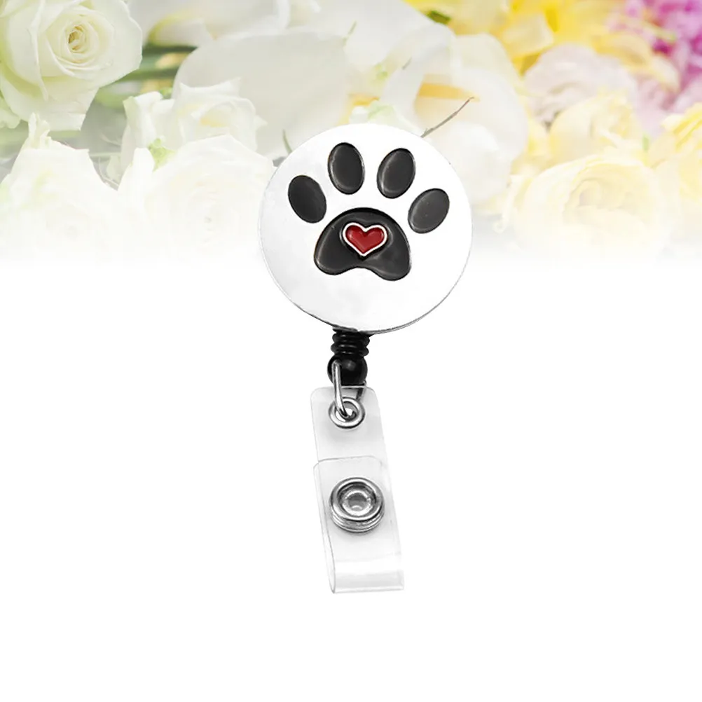 1Pcs Footprint Design Telescopic Badge Reel Id Holder for Nurses Teachers Students Office Workers Keychain Lanyard Clip Work