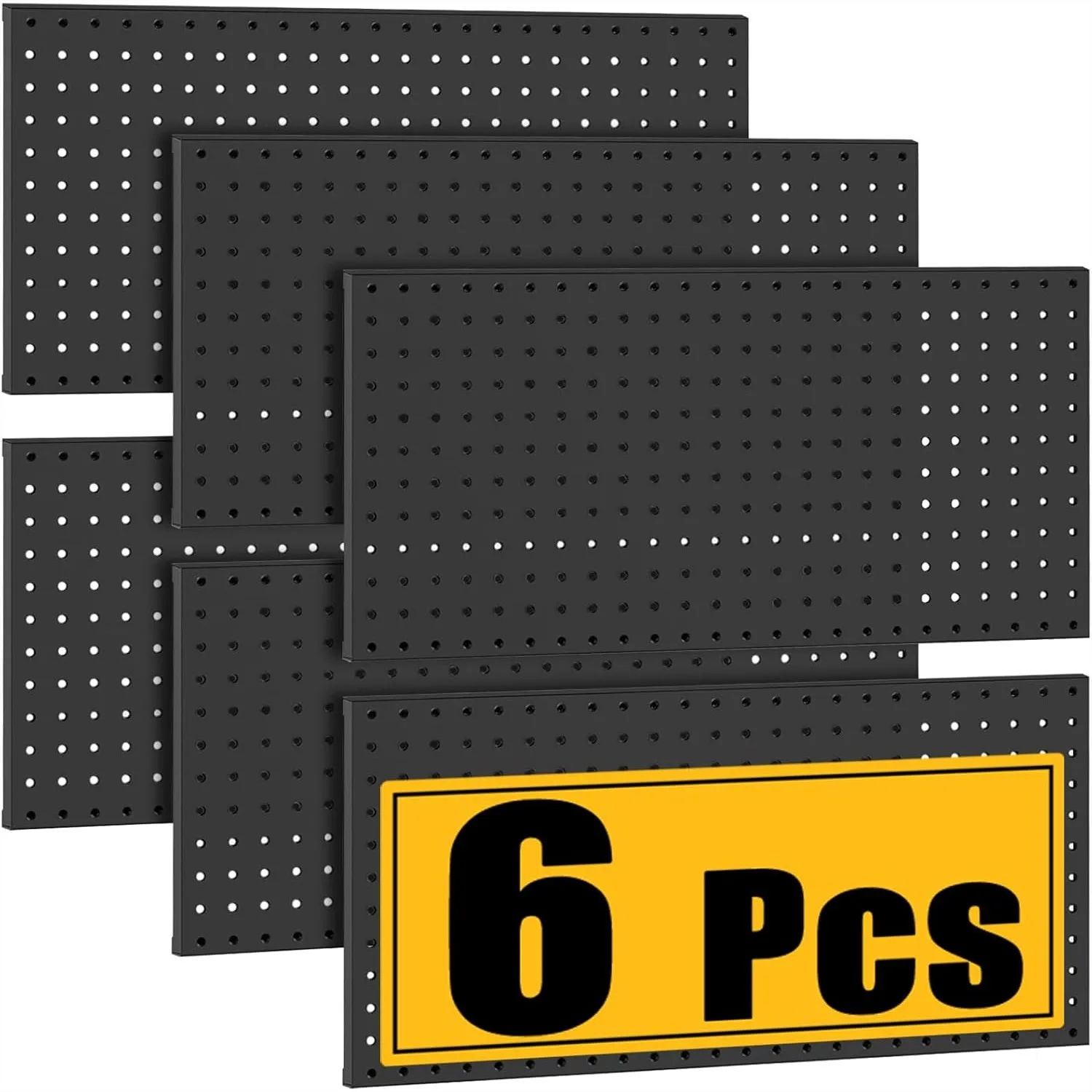 

6 Pcs Metal Pegboard Panels, Heavy Duty Peg Boards for Garage and Garden Tool Storage, with Drywall Anchors and Screws, Black