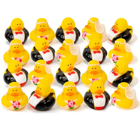 2/8/16pcs Wedding Rubber Ducks for Cruise - Just Married Cruise Duck Tags Kits Bride and Groom Duckies for Honeymoon Anniversary
