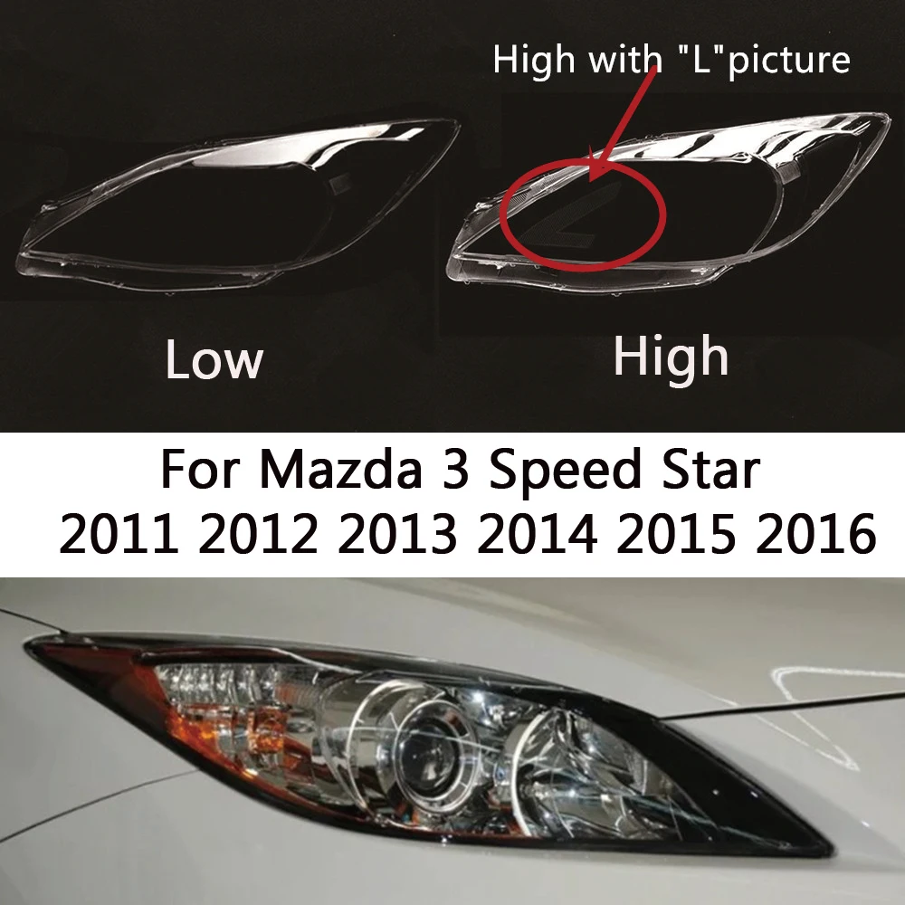 For Mazda 3 Speed Star 2011 2012 2013 2014 2015 2016  front Car Headlight Cover Lens Shell Lampcover Lampshade Headlamp housing