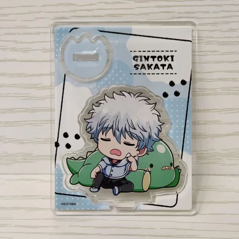 Anime Gintama Figures Sakata Gintoki Okita Sougo Cute Dinosaur Acrylic Stands Hijikata Toshirou Model Plate Desk Decor Prop 8CM