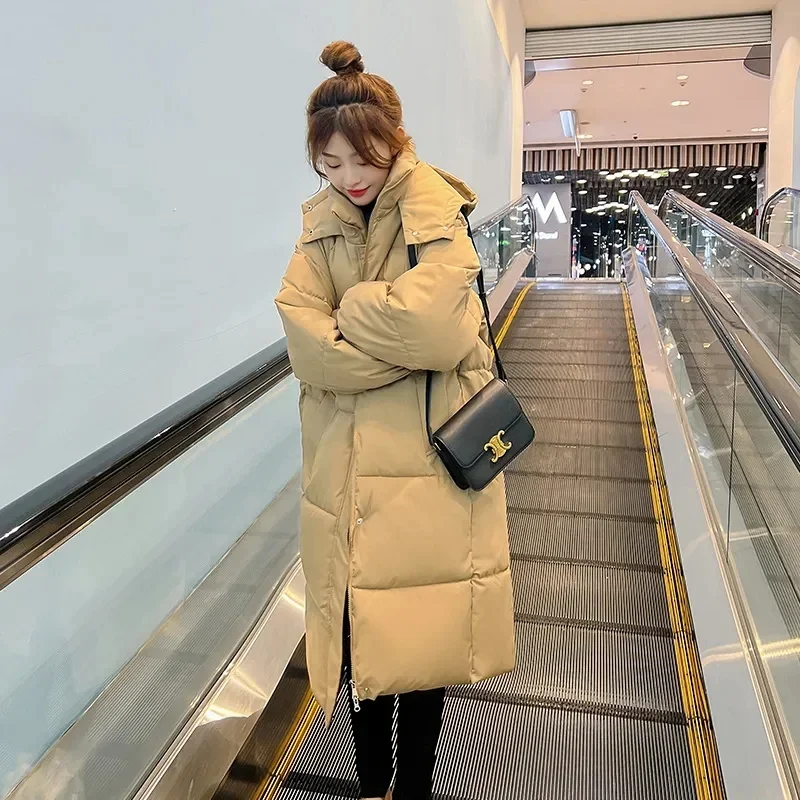 Winter Jacket 2024 New Long Straight Coat Casual Women Parkas Clothes Hooded Waterproof Jacket Female Snow Wear Outerwear