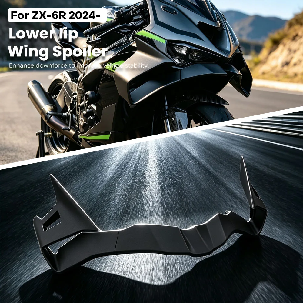 Front Spoiler Lower Lip GP Wing Downforce Fairing Motorcycle Mod Parts For Kawasaki ZX-6R ZX6R 2024 2025 2026