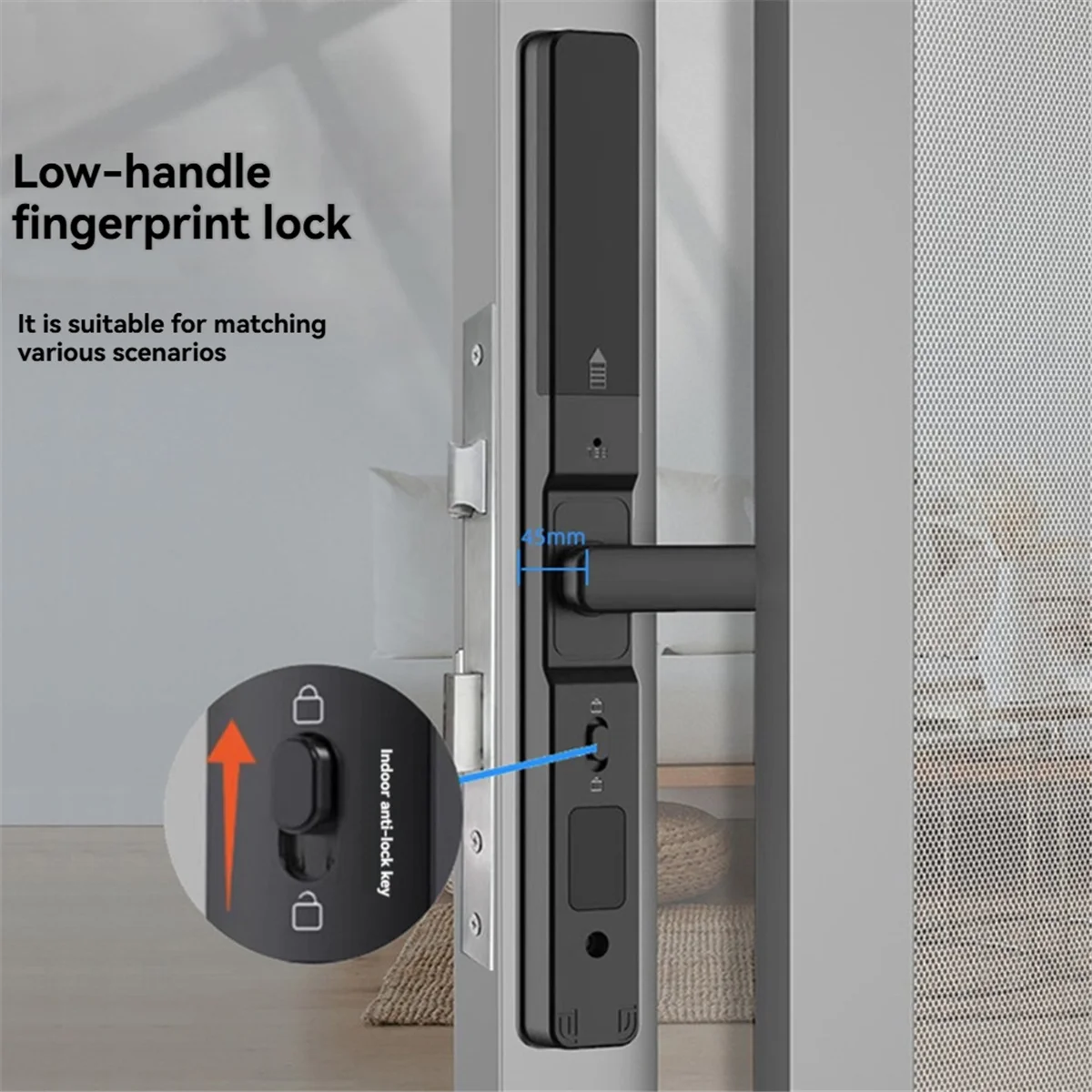 ABSQ-Tuya スマートドアロック指紋生体認証防水デジタル電子ロックアプリ IC カードパスワードアルミ合金ロック A