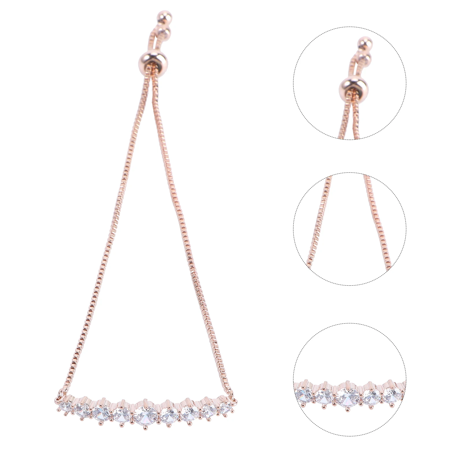 

1Pcs Durable Adjustable Women Bracelet Rose Gold Alloy Small Round Zircon Rhinestone Wrist Jewelry Charming Gift for Celebration