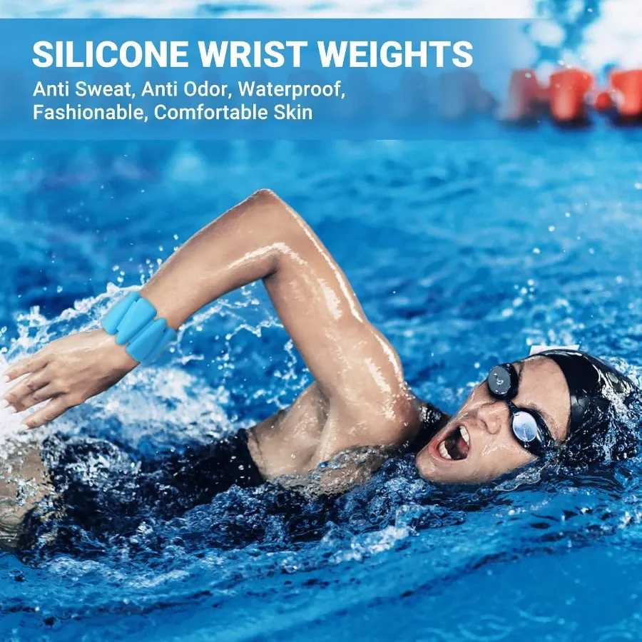 MXiiXM مجموعة أوزان معصم من السيليكون قابلة للتعديل مكونة من 2 للنساء والرجال يمكن ارتداؤها لأوزان الكاحل والمعصم مثالية لليوجا والرقص والبيلاتيس P