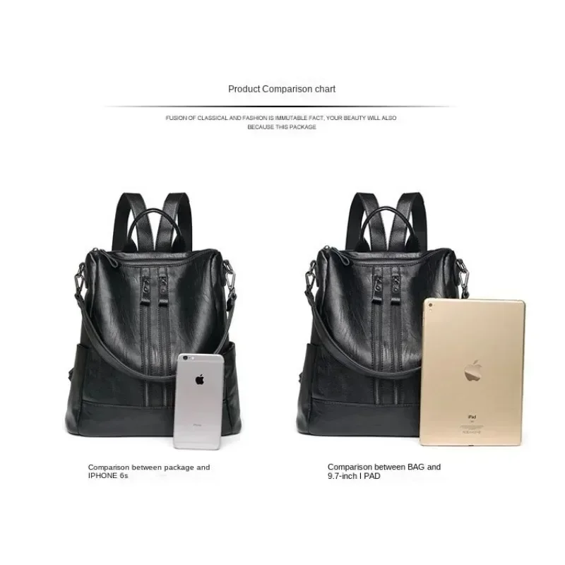 Leather Backpacks Black Waterproof Women Girl Leather Bag Fashion Mini Anti Theft Buckle Purse Backpack Women Travel Backpack