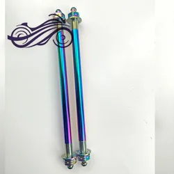 Motorcycle Front Wheel Axle Core With Nuts M12 304 Stainless Steel Titanium-fired For Honda Yamaha 2stroke DIO Electric Vehicle