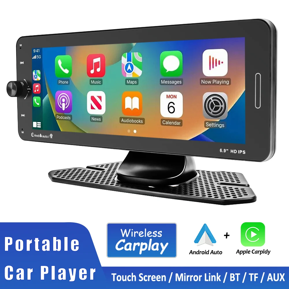 

6.9inch IPS Touch Screen Car Monitor Carplay Android Auto WIFI Dashboard Dash Cam Airplay Autolink Bluetooth EQ Smart Player