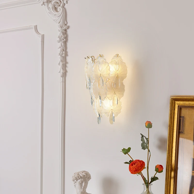 French Luxury Glass Wall Lamp New High-end American Decorative Eye Protection Bedroom Bedside Lamp Room Decoration For Home
