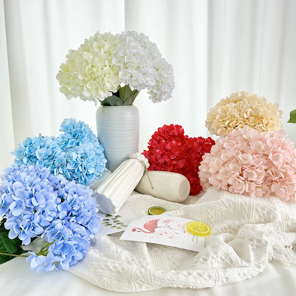 

45cm/5 Heads Artificial Flowers Hydrangea Silk DIY Wedding Bridal Bouquet Fake Flowers Home Party Table Desktop Decoration