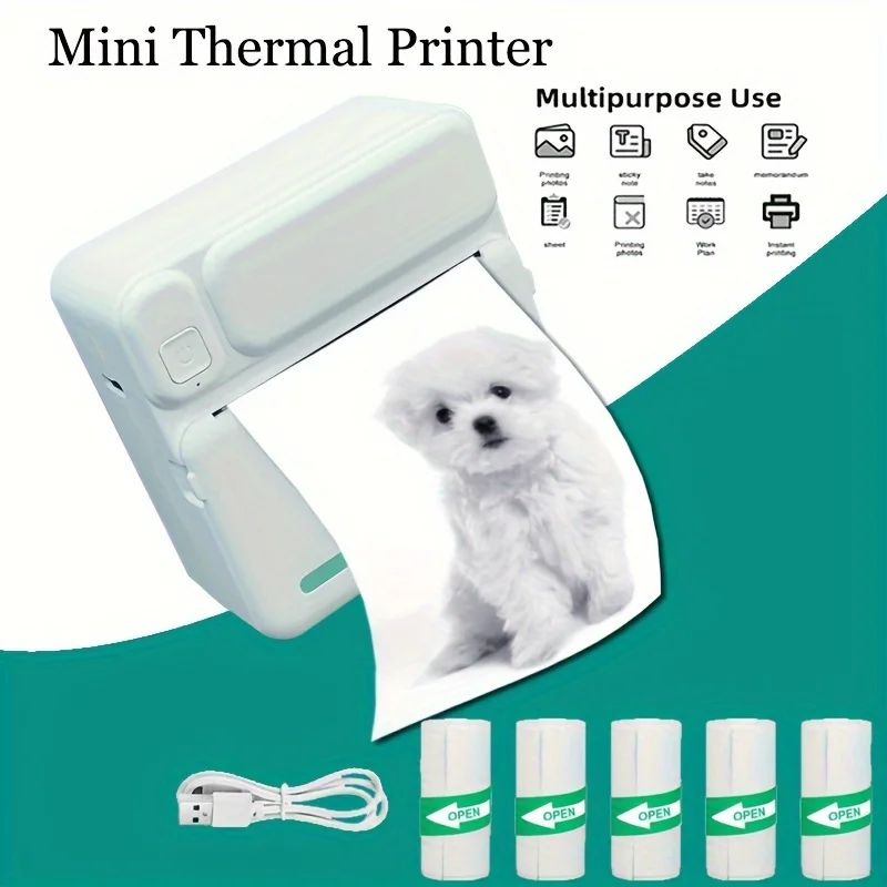 

Принтер для наклеек, Fun Print Pod Mini Bluetooth Portabel Sticker Maker с 3-рулонной бумагой, мини-принтер с стручками для печати