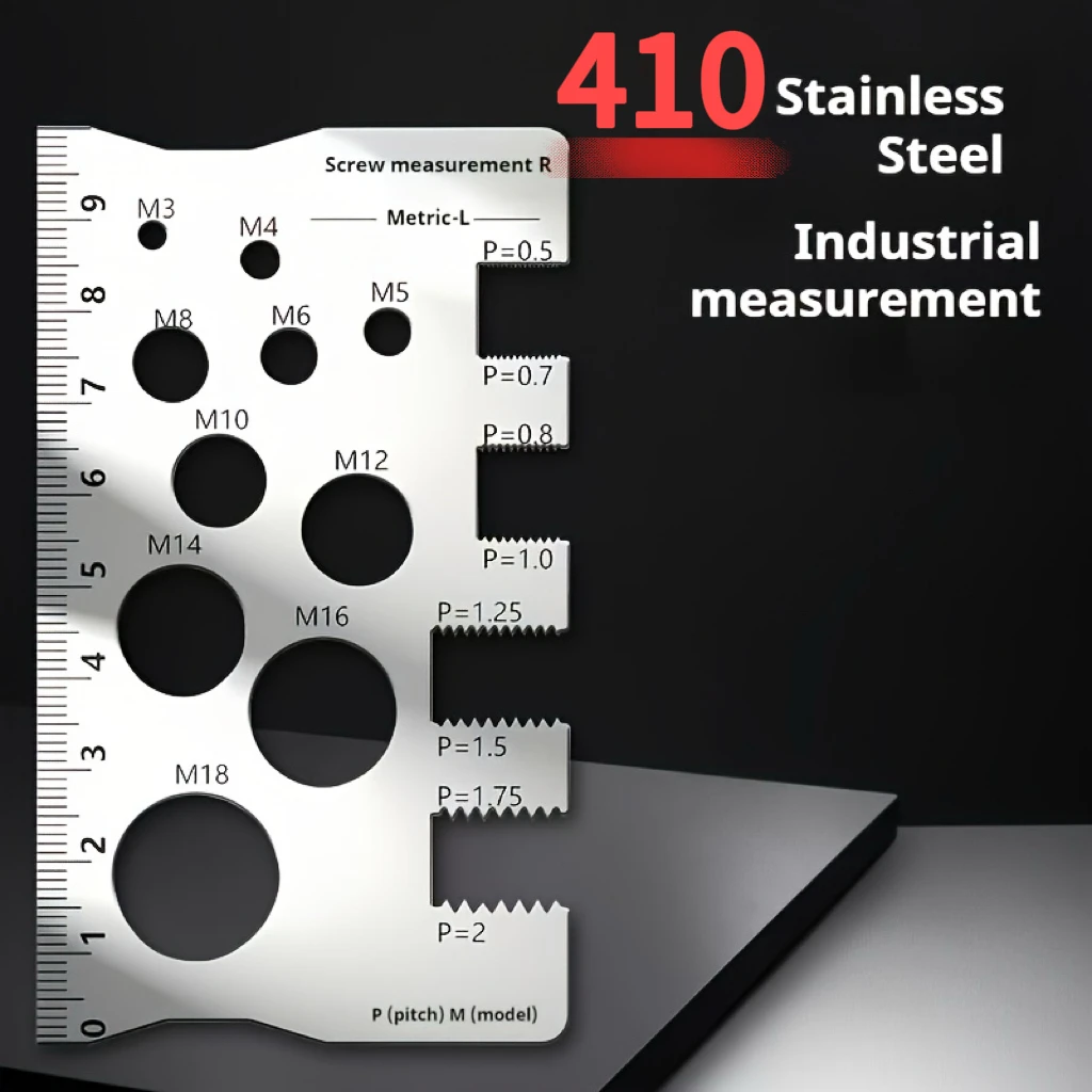 410 Stainless Precise Bolt Nut Metric Thread Pitch Gauge Set with Diameter Caliper Angle Ruler Measuring Tool for Machining