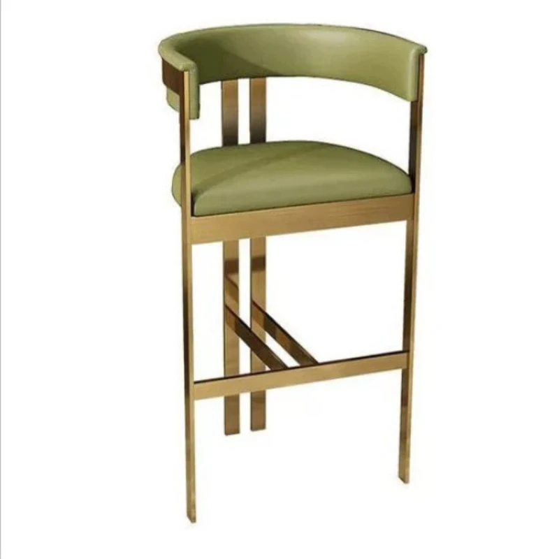 Tabourets de bar confortables et élégants de style américain, en métal léger, acier inoxydable, chaise en velours, mobilier d'hôtel