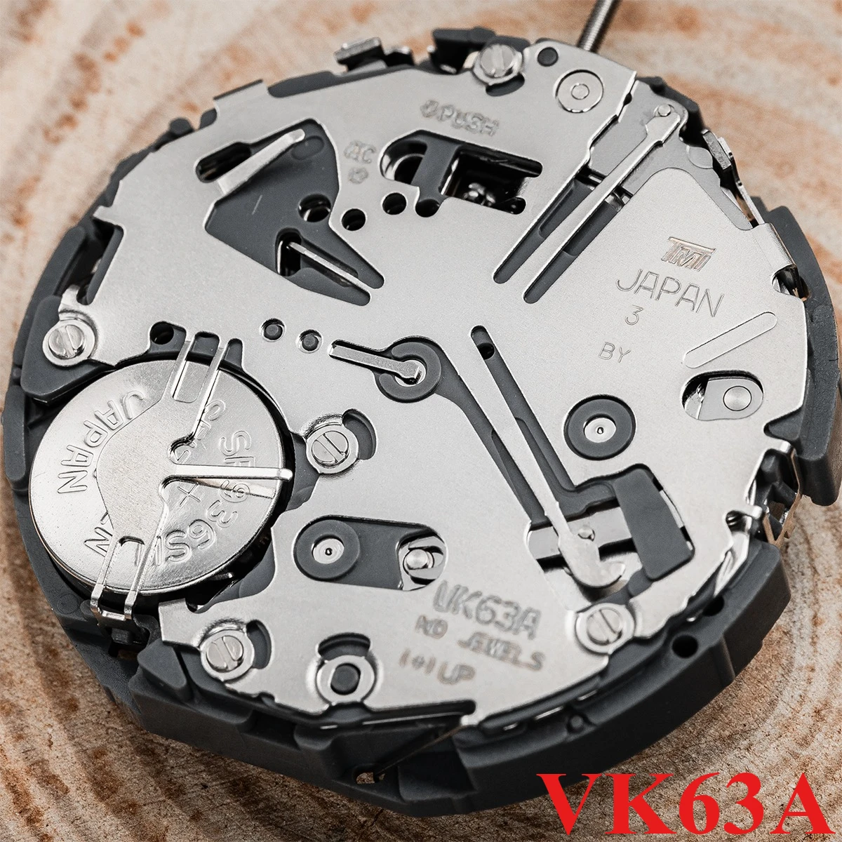 VK63A Uhrwerk Quarzuhr Datum Chronograph Uhrwerk für VK-Serie VK63/VK63A Uhr Weiß Einzelkalender bei 3-Uhr-Datum