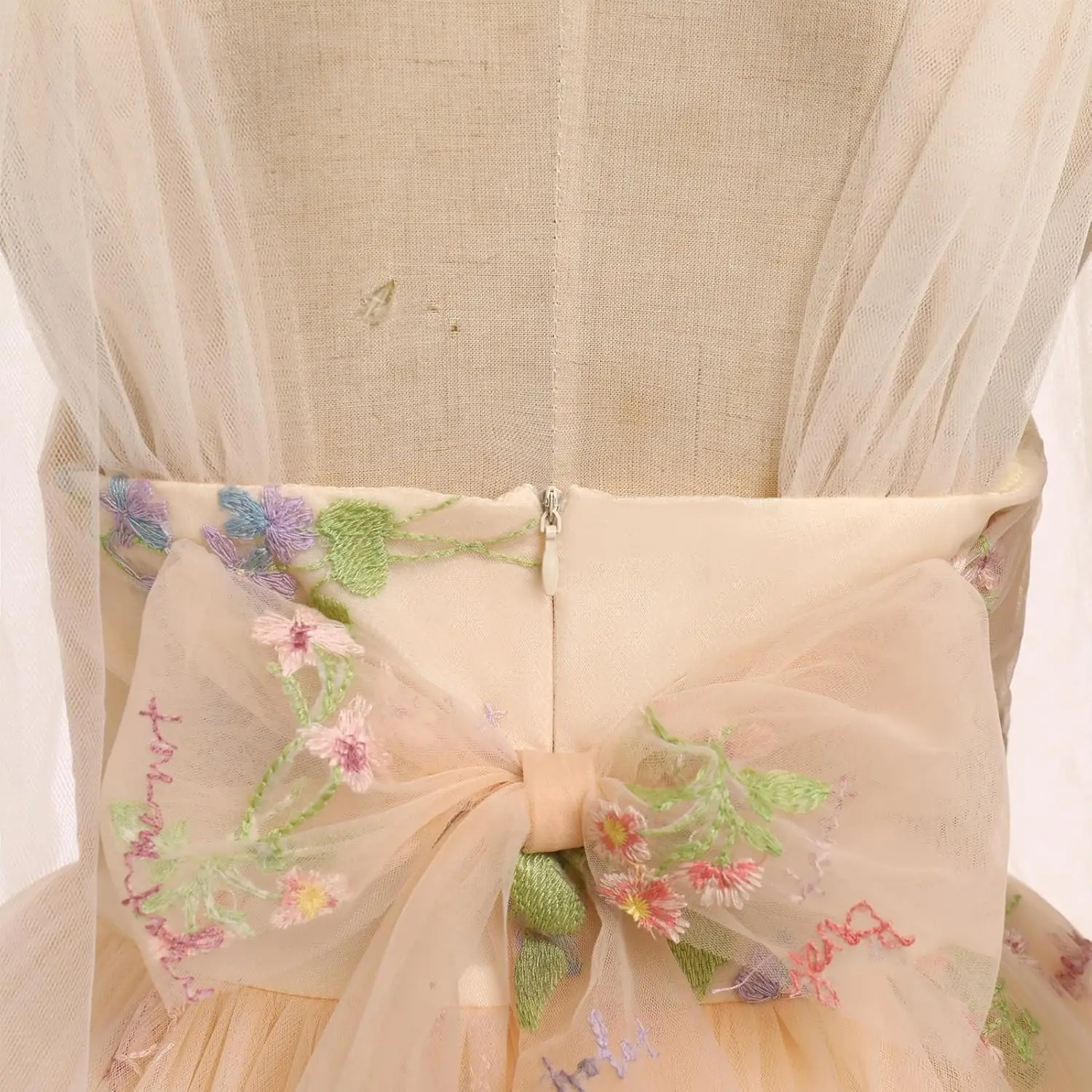 Flower Girl Floal Lace Tulle Dress Princess Backless Wedding Junior Bridesmaid Pageant Communion Dance Maxi Gown