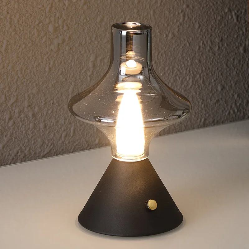

Rechargeable Decorative Table Lamp Nordic Minimalist Retro Glass Night Lights