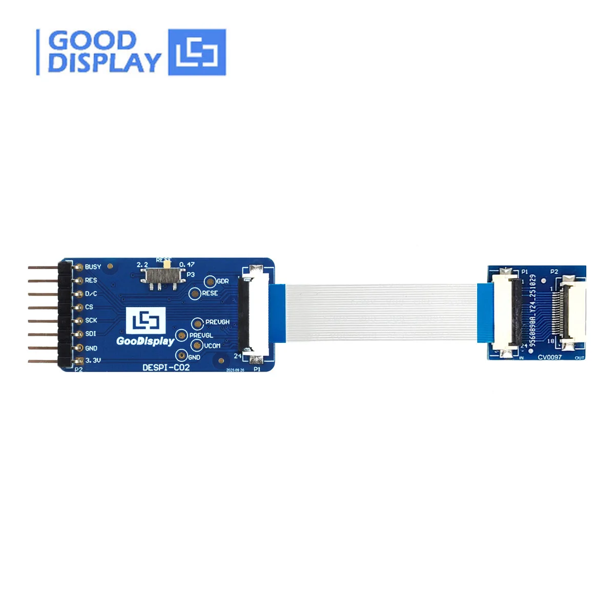 Ultra Compact 0.97 Inch Mini Epaper 184x88 pixels SPI Small E Ink display, GDEM0097T61 with Epaper HAT Connection Adapter Board