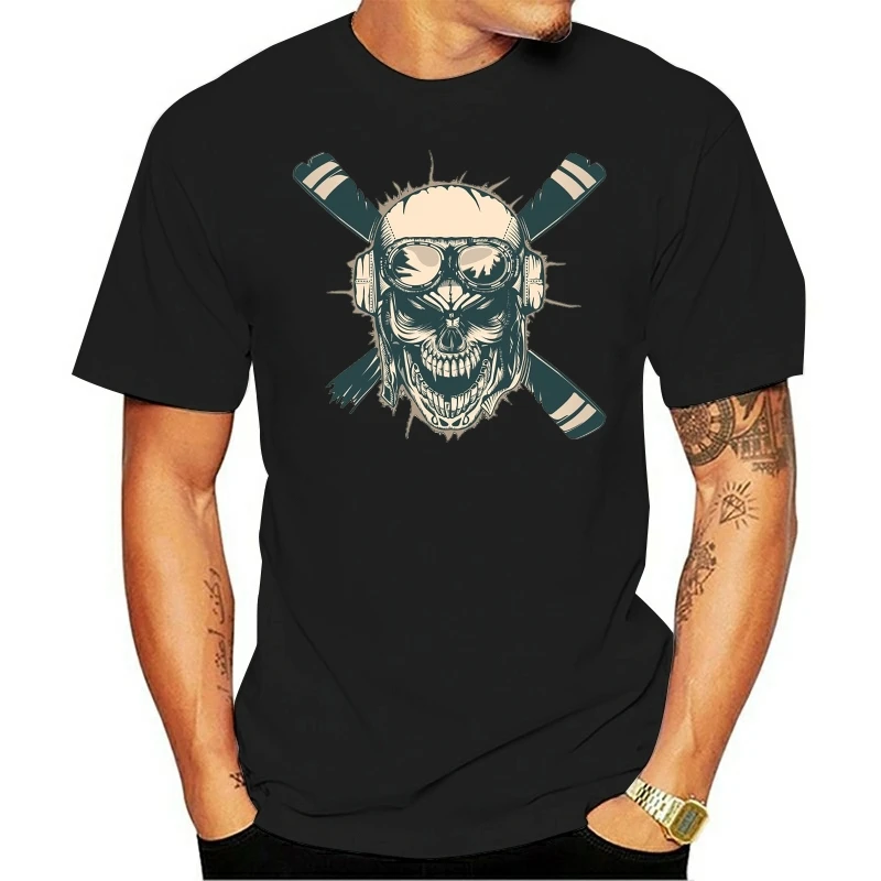 Men tshirt Short sleeve Paramotor Pilot T shirt Skull In Helmet Sunglasses Propeller  T Shirt tee tops Women t-shirt