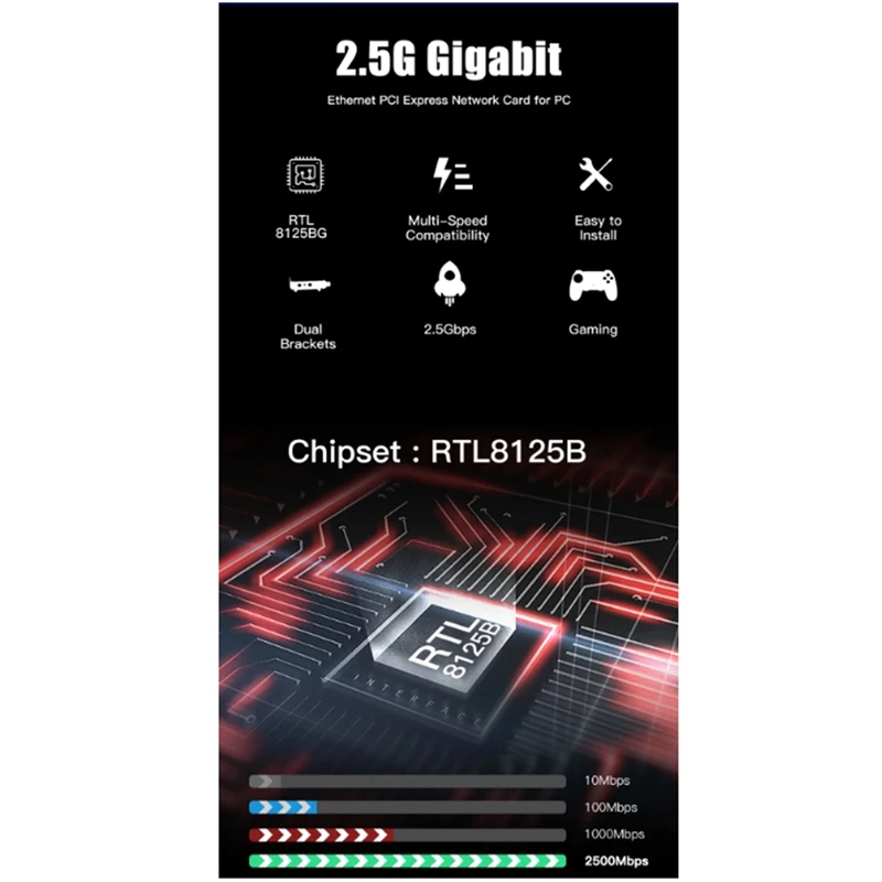 Carte réseau 2.5G PCI-E vers RJ45 Gigabit, puce RTL8125B, 10/100/1000Mbps, Ethernet filaire RJ45 LAN, adaptateur de contrôleur, pièces de rechange