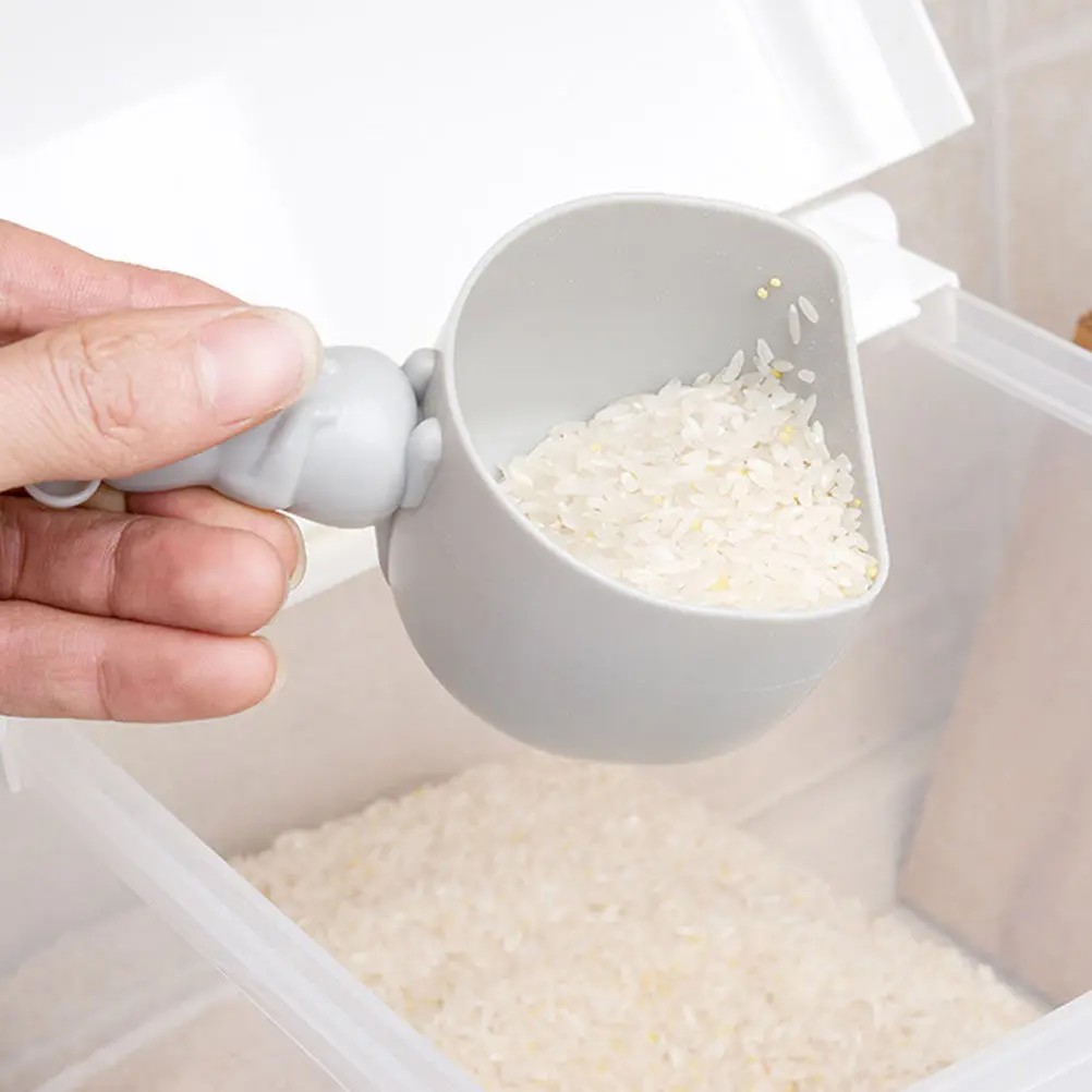 2Pcs Cartoon Mouse Shaped Rice Measuring Cup PP Plastic Quantitative Spoon for Rice Grains Flour Beans Moisture Proof Mold Proof