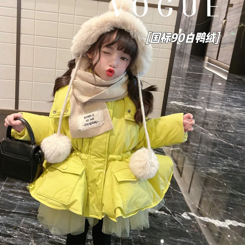 

Girls Coat Jacket Cotton Outerwear Windbreak 2023 Green Thicken Velvet Winter Warm High Quality Children's Clothing