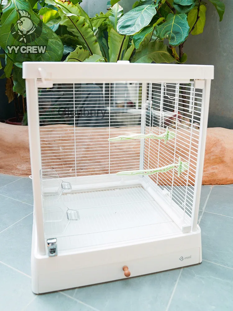 Parrot Cage B5002, 304 Stainless Steel Cage, Large Glass Villa Style, Suitable for Cockatiels and Lovebirds, for Home Use