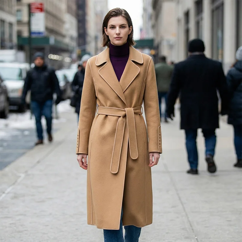 Wool Coat Women New Autumn/winter Long Woolen Blazer Collar Coat