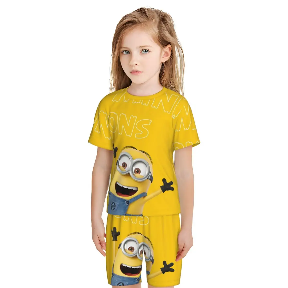 Cute M-Minions Pajamas 2 Pieces Set Western style home clothing for children Loungewear pyjama