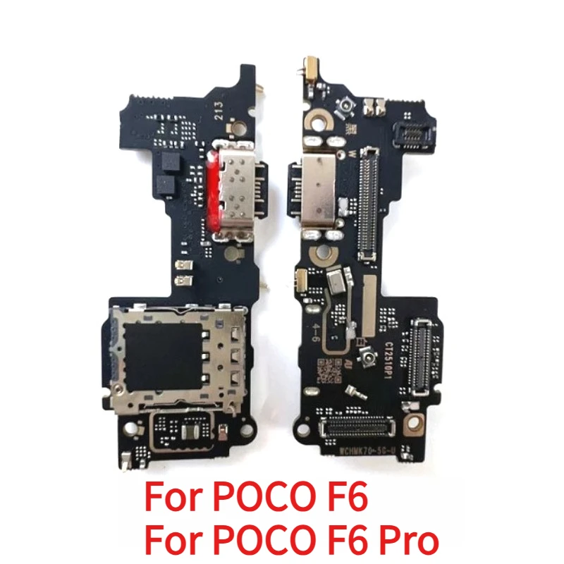 A+ Fast Charging Charge Board For Xiaomi Poco F6 Pro F6Pro SIM Card Tray Reader Microphone Mic Port Flex Cable Subboard